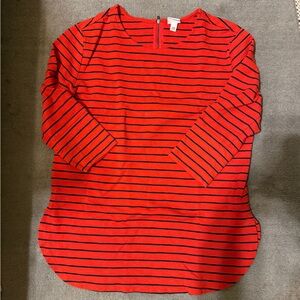 Merona Red Navy Striped Long Sleeve Top Women’s Large New Without Tags